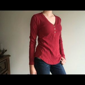 Eddie Bauer red Henley top